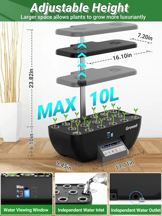 Enagua Mart Growing System Kit – 17-Pod Herb Garden With LED Grow Lights & Water Pump