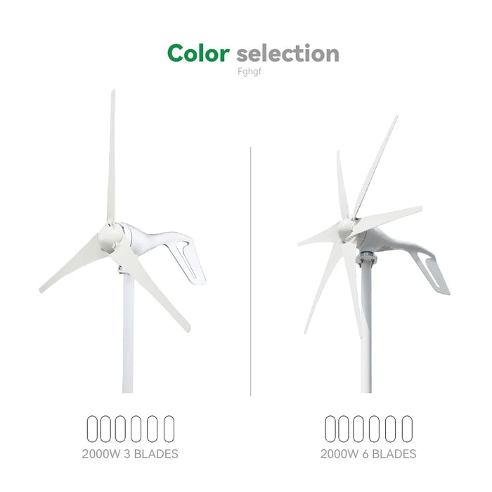 Enagua Mart 2000W Small Wind Turbine Generator - 3/6 Blades with MPPT Hybrid Charge Controller for Home Use