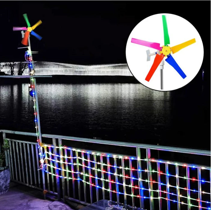 Enagua Mart Self-Made Five Leaf Wind Turbine - Garden Light Strip Color Windmill