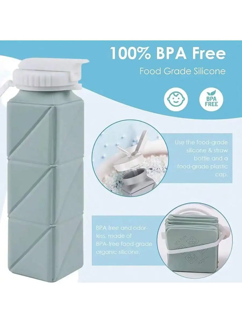 Enagua Mart 620ml Collapsible Water Bottle - Leakproof Silicone Bottle for Gym, Hiking, and Camping