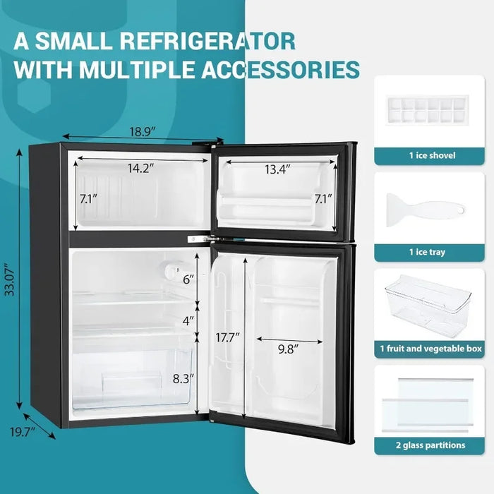 Enagua Mart Compact Refrigerator with Freezer - Euhomy Fridge Upright for Apartments and Food Storage