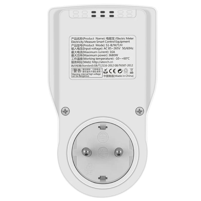 Enagua Mart Wi-Fi Smart Socket Digital Wattmeter - 220V Power Meter for Electricity Consumption Monitoring, Available in EU/FR/US/UK/AU Plug Types