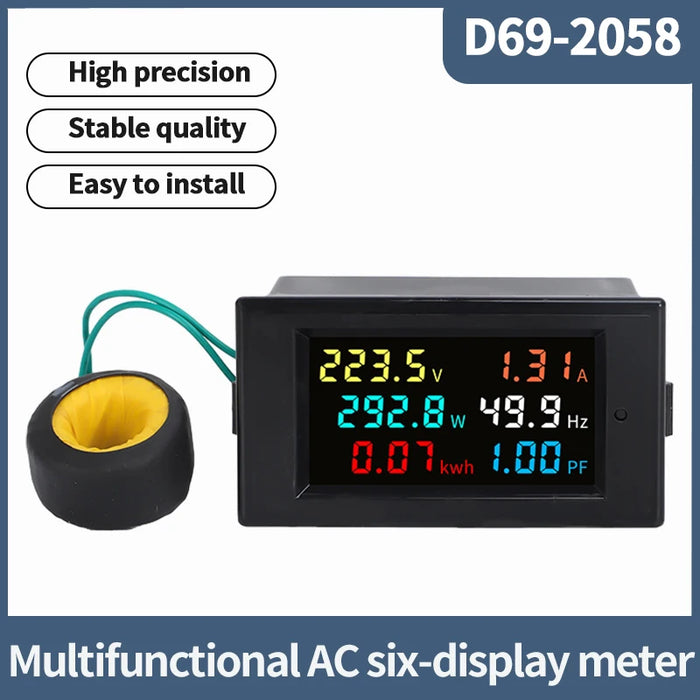 Enagua Mart Six-Display LCD Household Energy Meter - Digital Voltage and Current High-Precision Power Tester