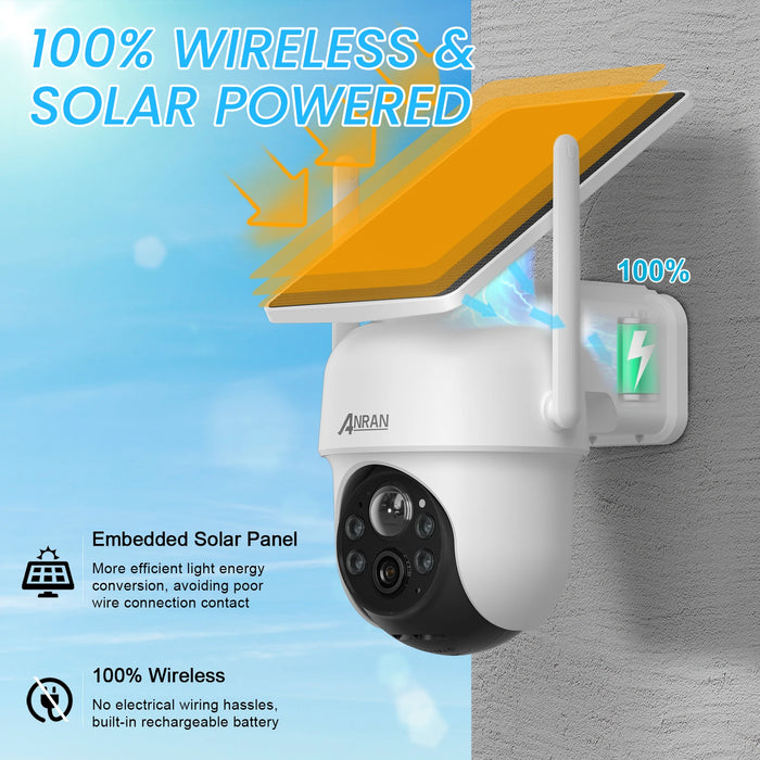 Enagua Mart Anran 2K WiFi Solar Camera - 4MP Surveillance Camera with PIR Detection and App Control