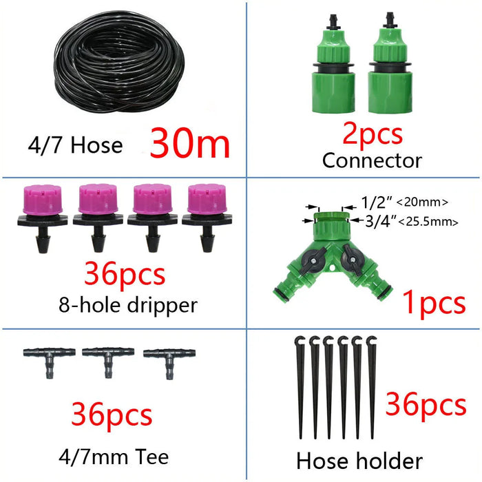 Enagua Mart 50M/5M DIY Drip Irrigation System - Automatic Watering Garden Hose Micro Drip Watering Kits with Adjustable Drippers