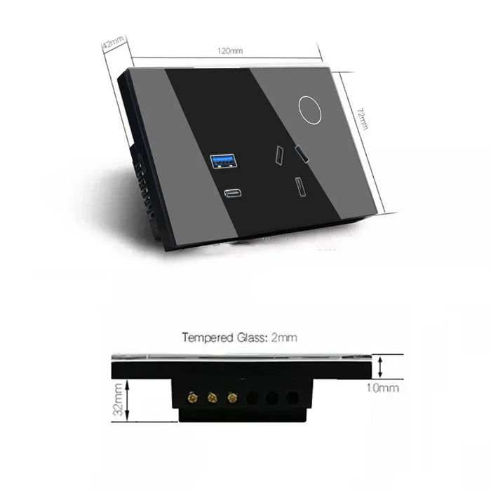 Enagua Mart Melery Tuya Smart Wall Socket - WiFi Australia Plug with USB Type-C PD 30W, Remote Control via Alexa and Google Home