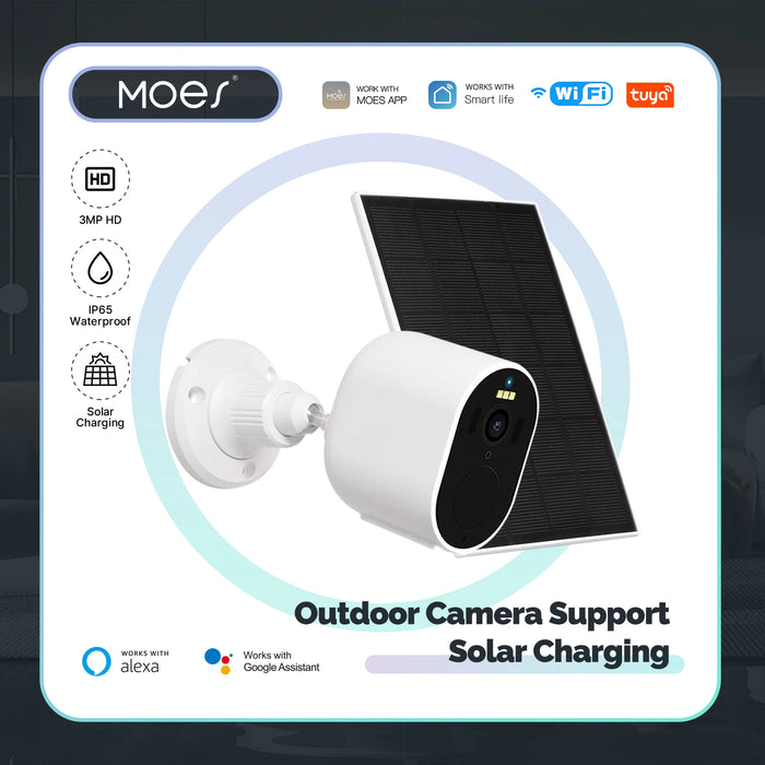 Enagua Mart Moes Tuya WiFi 3MP HD Smart Surveillance Security Camera - Solar Charging, Waterproof, Full-Color Night Vision