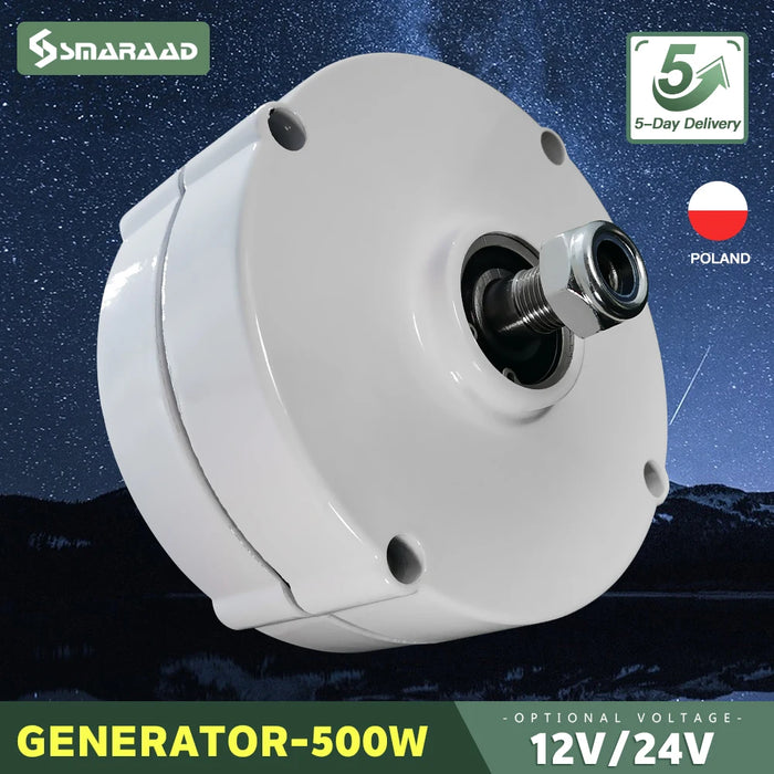 Enagua Mart PMG 500W Wind Turbine Generator - 12V/24V 750 RPM Magnetic Dynamo for AC/DC Power and Hydro Alternator Applications