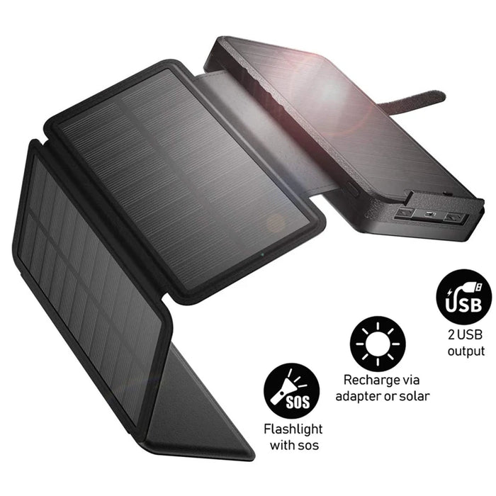 Enagua Mart 20000mAh Foldable 4 Solar Panel Power Bank - Dual USB Fast Charging Power Bank for iPhone, Samsung, with Flashlight