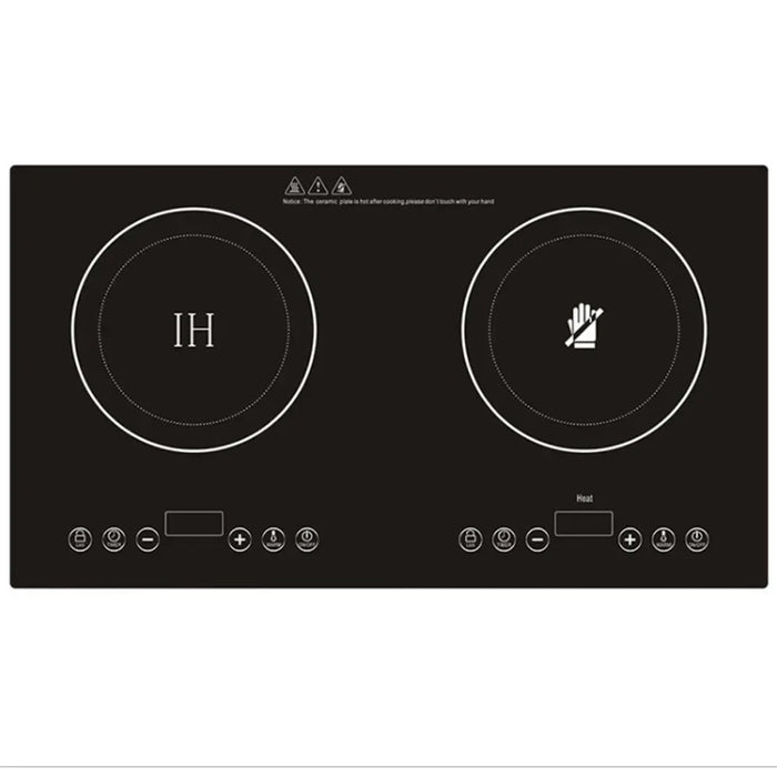 Enagua Mart Double Burner Induction and Ceramic Stove - Dual-Zone Built-In Electric Cooktop for Versatile Cooking