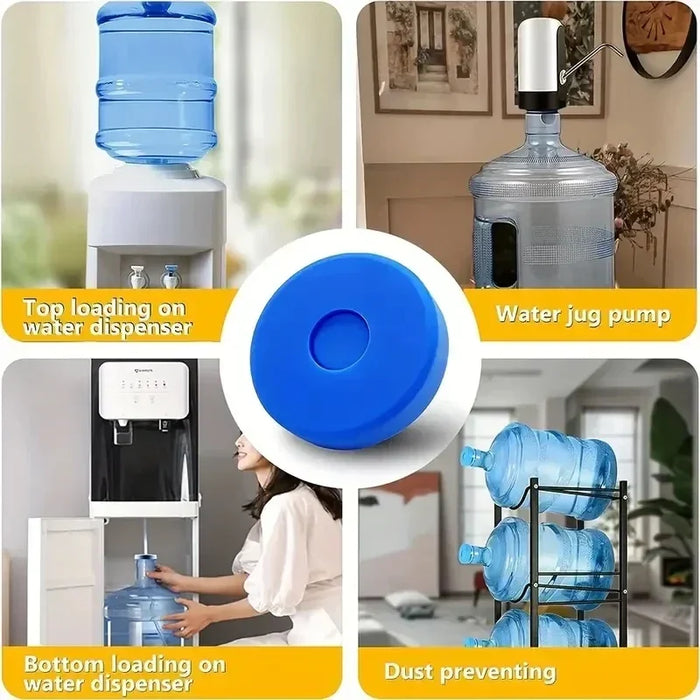 Enagua Mart 5PCS 5-Gallon Water Jug Lids Replacement - Reusable Silicone Leak-Proof Caps for 55mm Bottles