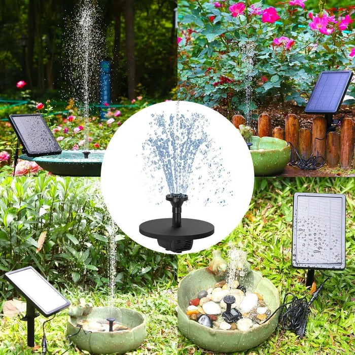 Enagua Mart Outdoor Solar Fountain - 6V 5W Fountain Pump with 3.2-Foot Water Pipe and Multiple Nozzles