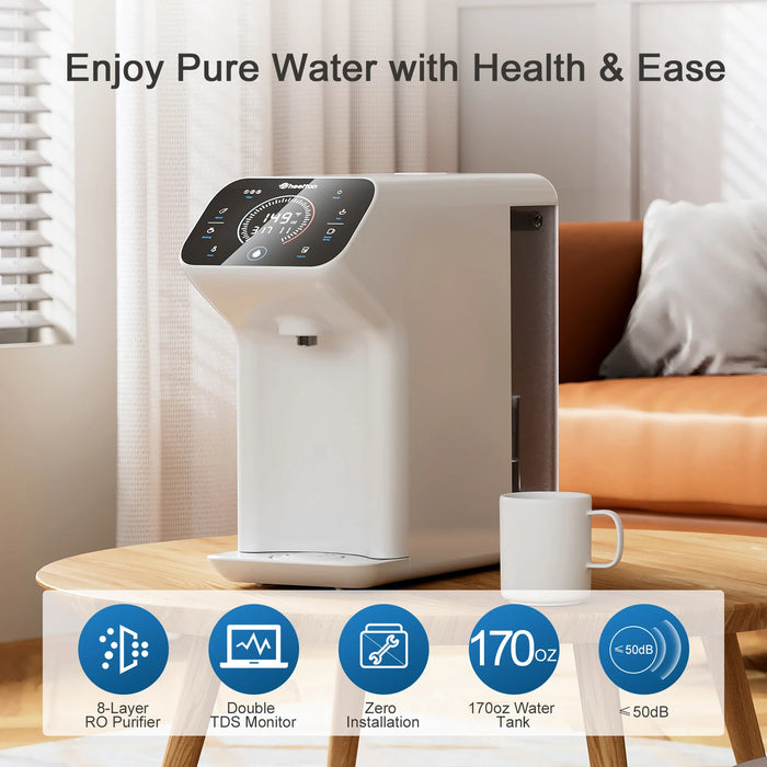 Enagua Mart Reverse Osmosis Water Filter Countertop RO System - 8-Layer UV Water Purifier with TDS Monitor, Reduces Chlorine & PFAS
