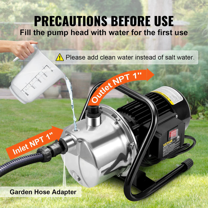 Enagua Mart 1.1HP Shallow Well Pump - 978GPH Portable Sprinkler Booster Jet Pump for Irrigation with 69.6 PSI Max Pressure