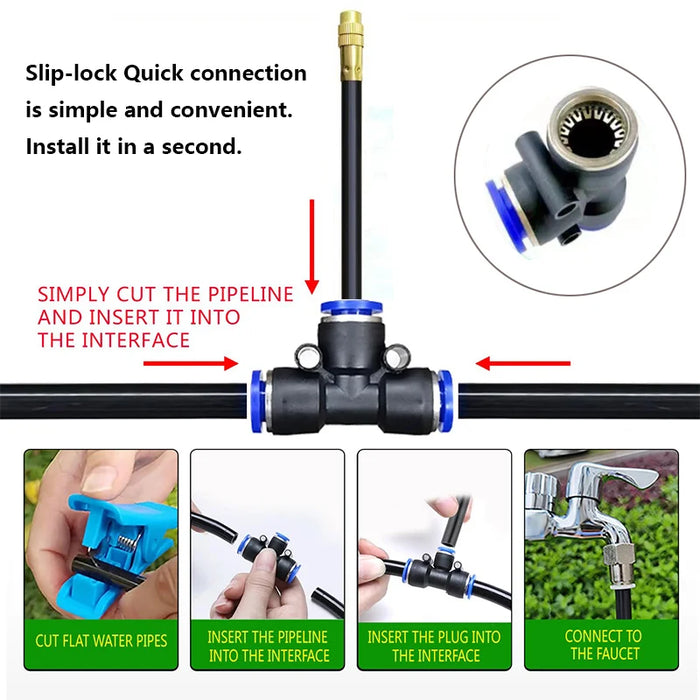 Enagua Mart DIY 20M Automatic Irrigation Sprinkler Kit - Rotating Copper Nozzle for Garden and Balcony Watering