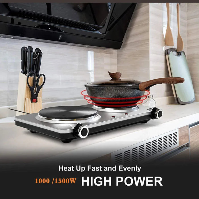 Enagua Mart Electric Cooking Stove - 1000W/1500W Double Hot Plates