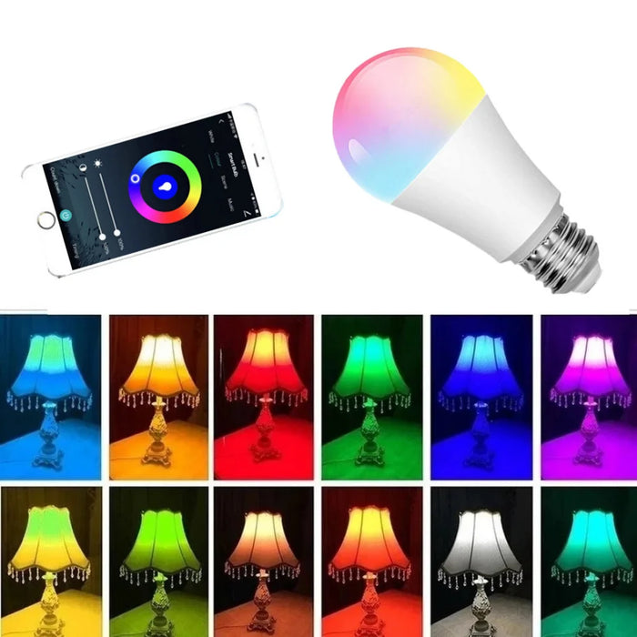 Enagua Mart 15W Smart WiFi RGB LED Bulbs - 8-Piece E27 LED Light Set Compatible with Alexa and Google Home