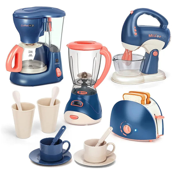 Enagua Mart Pretend Play Kitchen Appliances Toy Set - Coffee Maker, Blender, Mixer, Toaster Playset for Kids Girls and Boys