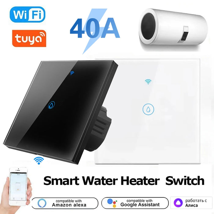 Enagua Mart Tuya Smart WiFi Water Heater Touch Switch – 40A Boiler Controller Compatible With Google Home & Alexa