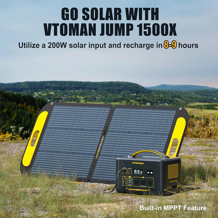 Enagua Mart VTOMAN 1500W Solar Generator - Portable Power Station with 110W Solar Panels