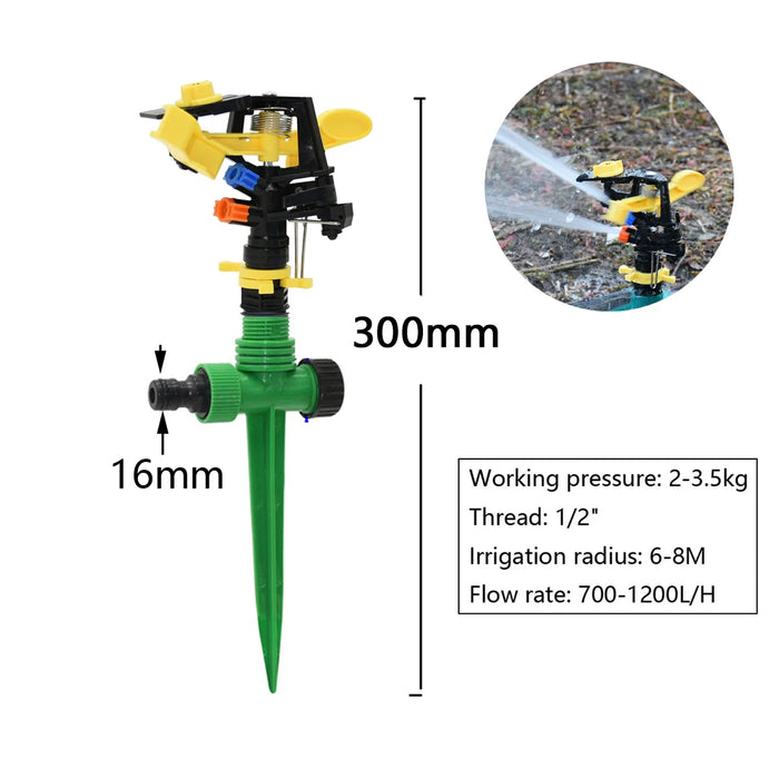 Enagua Mart 360° Rotary Garden Sprinkler - 1/2" to 3/4" Thread, Automatic Lawn Watering Nozzle