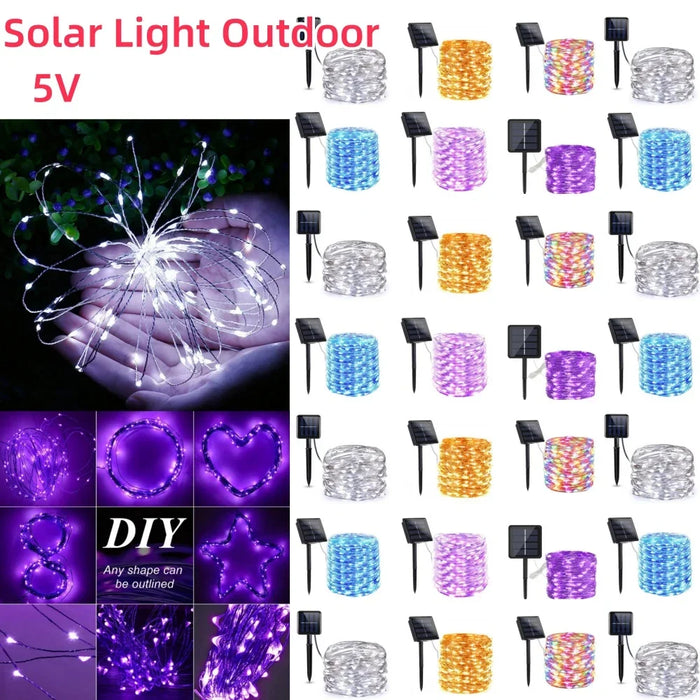 Enagua Mart Waterproof Solar String Lights - Outdoor Fairy Garland with 8 Modes for Halloween, Garden & Christmas Decorations