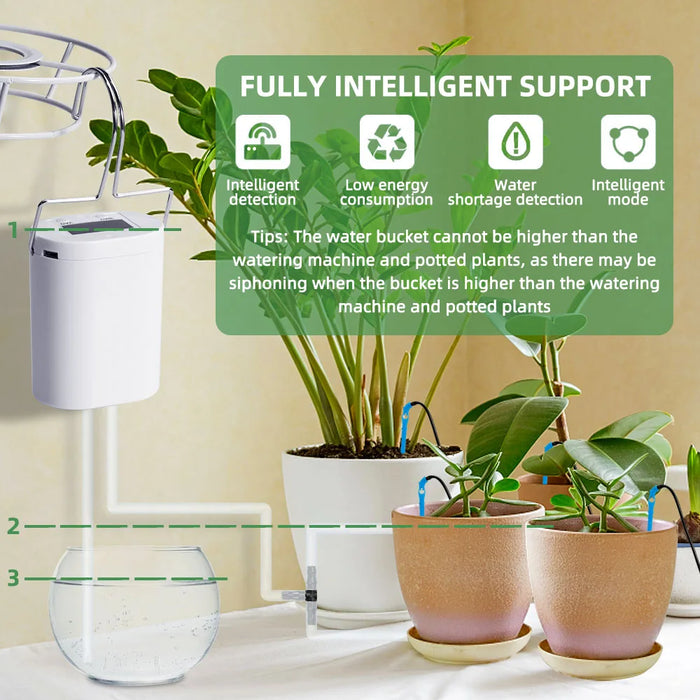 Enagua Mart Automatic Plant Watering Pump - Drip Irrigation System with Timer (2/4/8/16 Heads)