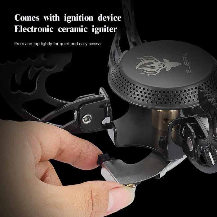 Enagua Mart Portable Folding Mini Gas Stove - Windproof Tea Stove for Camping and Outdoor Cooking