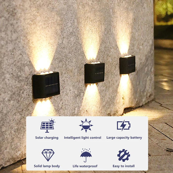 Enagua Mart 10/8/6/4/2 LED Solar Wall Lamp - Outdoor Waterproof Up and Down Lighting for Garden and Fence Decoration