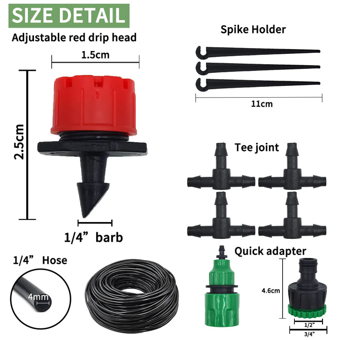 Enagua Mart Micro Drip Irrigation System - 20m Automatic Watering with Adjustable Drippers and Misting Garden Hose Kit