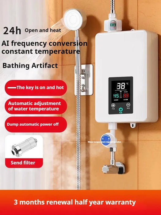 Enagua Mart Tankless Point-of-Use Water Heater - Digital Display Electric Instant Hot Water Heater with Self-Modulating Overheating Protection