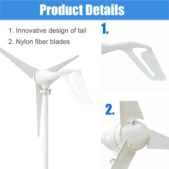 Enagua Mart 1000W Horizontal Wind Turbine - High-Efficiency 12V/24V Wind Energy Generator