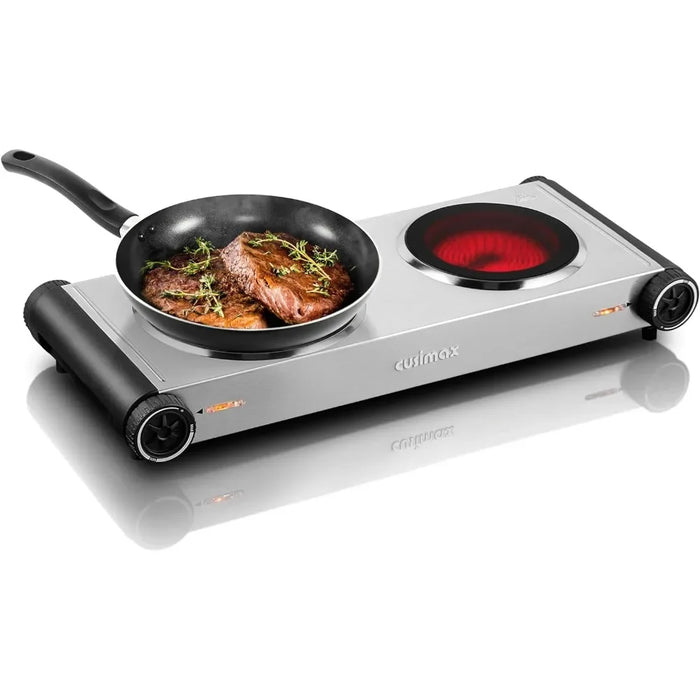 Enagua Mart Dual Hot Plate 1800W Infrared Cooktop - Portable Electric Stove for Cooking with Ceramic Glass Heating Plate