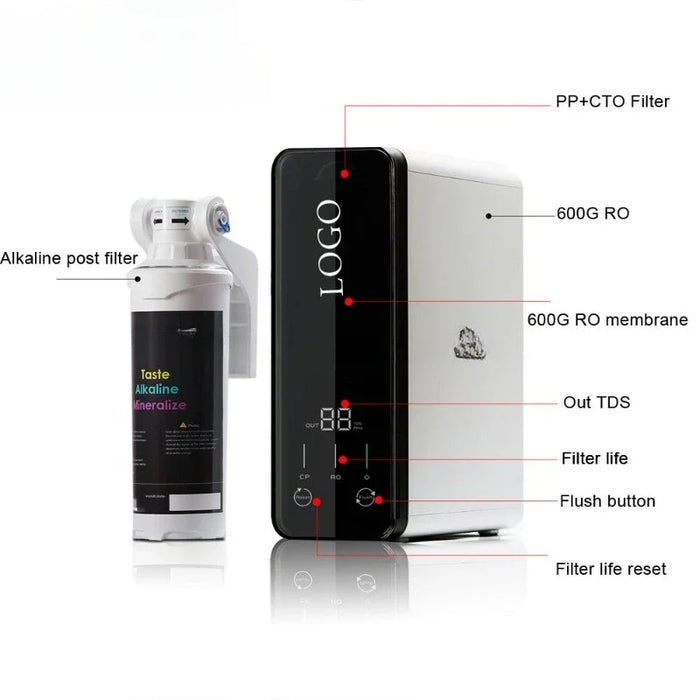 Enagua Mart 600-800 GPD Under Sink Alkaline RO System - High-Capacity Reverse Osmosis Filtration with TDS Monitor