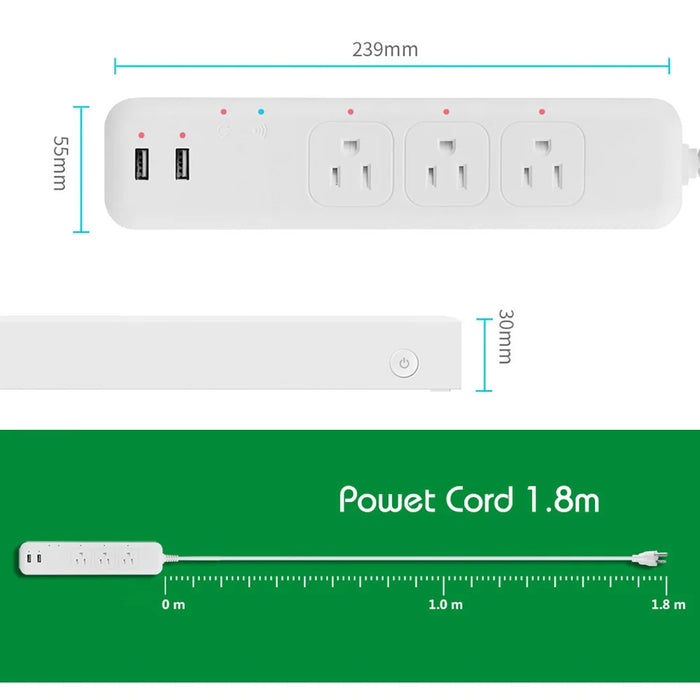 Enagua Mart Lellki Zigbee US Power Strip - Smart Plug Extension Cord with USB Charging, Tuya Smart Life Compatible with Alexa and Google Home