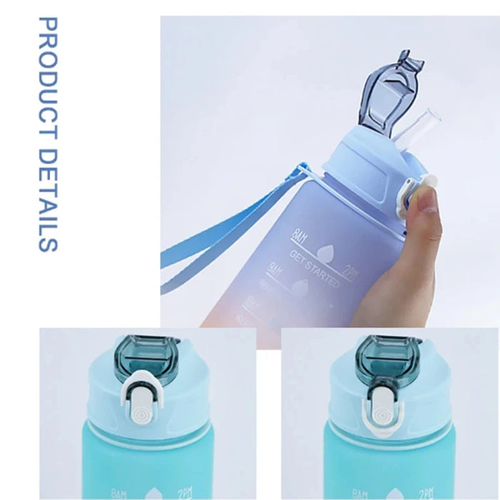Enagua Mart 900ml Sports Water Bottle with Time Marker - Leak-Proof, BPA-Free, Motivational Portable Water Bottle for Outdoor Sport and Fitness