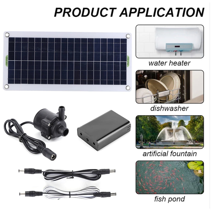 Enagua Mart 50W 18V Brushless Solar Water Pump - Outdoor Waterfall Fountain, Garden Solar Panel Powered Water Pump Kit