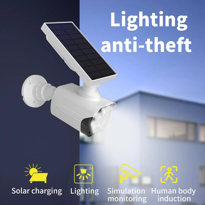 Enagua Mart 1PC Solar Battery Powered Waterproof Fake Security Camera - Motion Activated Flood Lights with Realistic Look