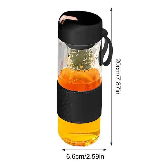 Enagua Mart Magnetic Tea Separation Glass Bottle - 450ml Tea Infuser Bottle with Water Separation Feature