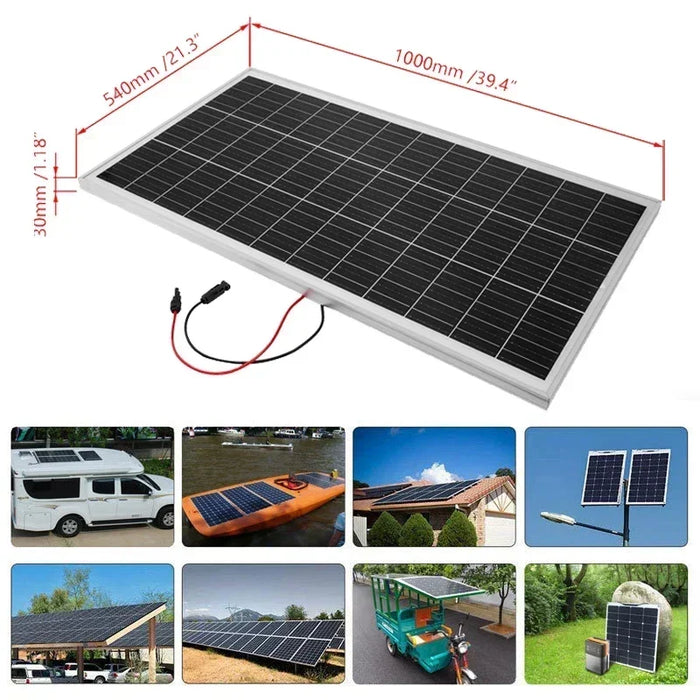 Enagua Mart 300W Solar Panel - 18V Rigid Glass Monocrystalline High-Efficiency Panel for Home and Camping