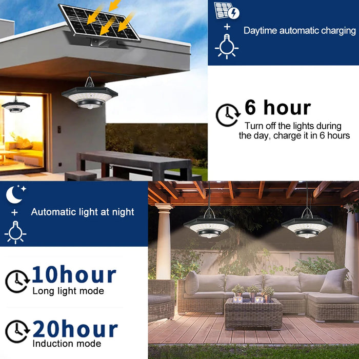 Enagua Mart Solar Pendant Lights Outdoor - Solar Shed Light, Motion Sensor 288 LEDs, Dimmable Indoor Barn Lamp, Waterproof