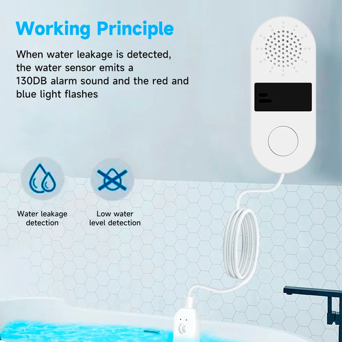 Enagua Mart 130dB Water Leak Sensor – Non-Smart Alarm With Sound & Light