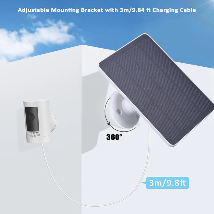 Enagua Mart 20W 5V Solar Panel for Ring Spotlight and Stick Up Cameras - Outdoor Solar Cells Charger with 360° Rotating Mount