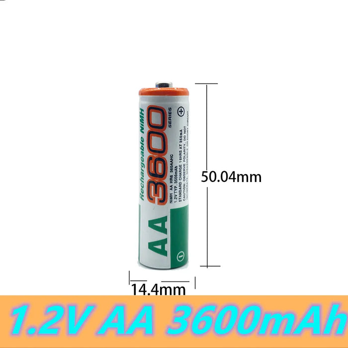 Enagua Mart 1.2V AA Ni-MH Rechargeable Batteries - 3600mAh for Clocks, Mice, and Remotes