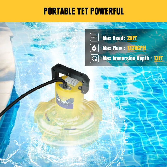 Enagua Mart Cordless Submersible Water Pump - 1320 GPH Portable Brushless Transfer Pump for DeWalt 20V Battery