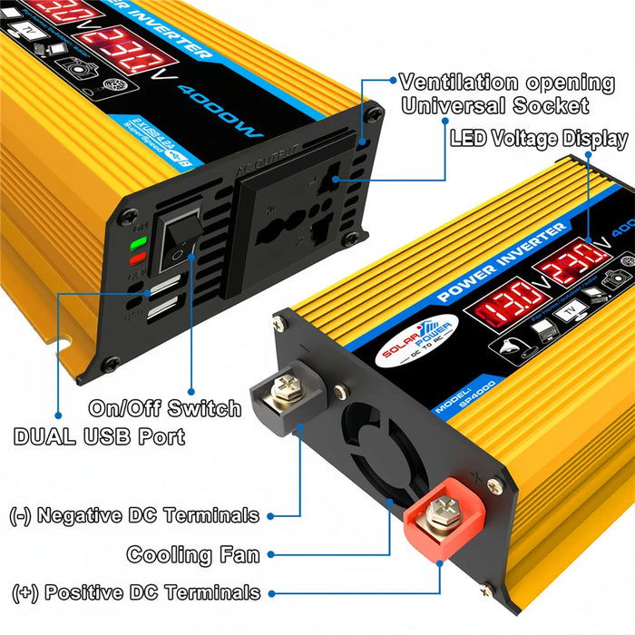 Enagua Mart 4000W Solar Inverter Kit - Complete 12V to 110V/220V Solar Power Generation System with Battery Charge Controller