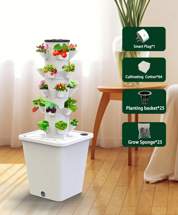 Enagua Mart Hydroponic Growing System – 25-Plant Vertical Garden For Indoor & Outdoor Use