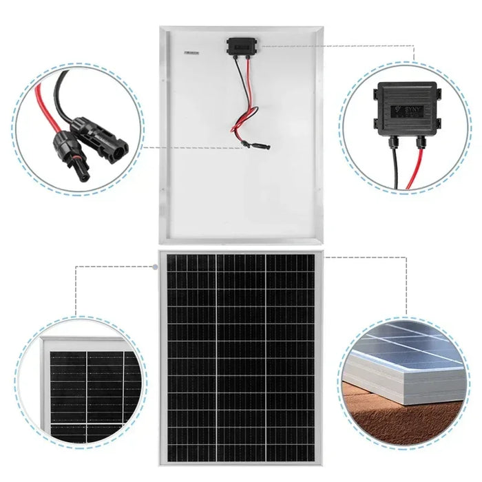 Enagua Mart 300W Solar Panel - 18V Rigid Glass Monocrystalline High-Efficiency Panel for Home and Camping