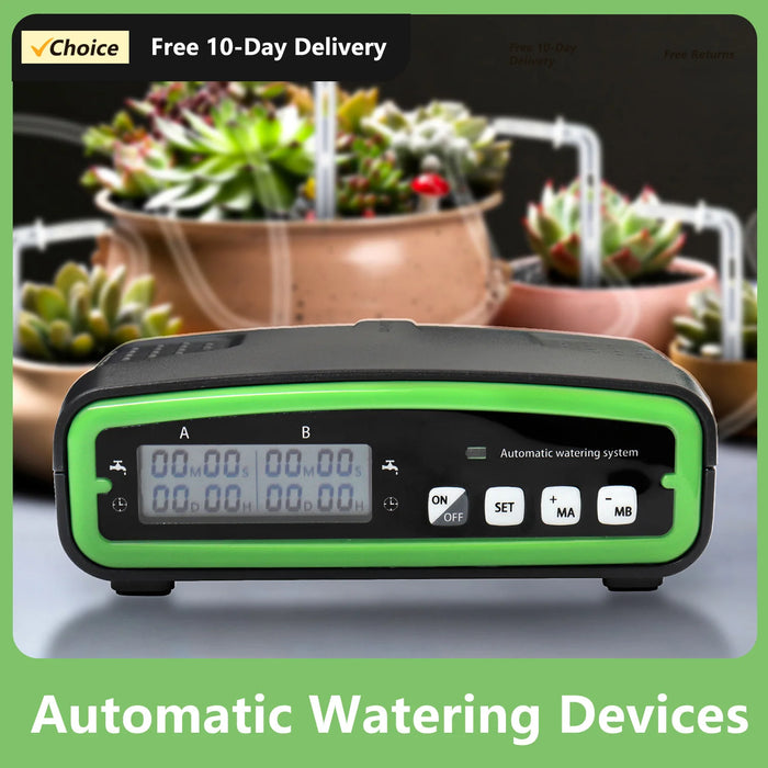 Enagua Mart Automatic Double Pump Watering System - 30-Day Programmable Irrigation Kit for Indoor Gardens