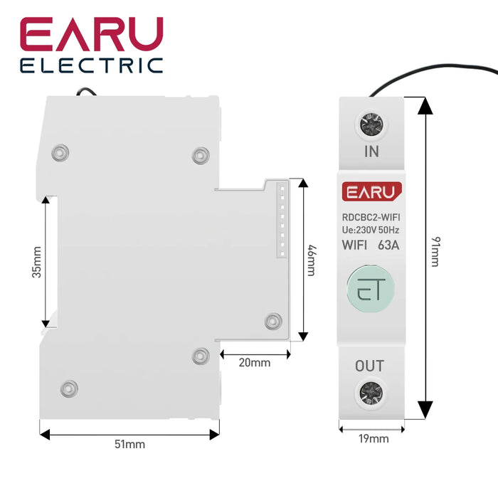 Enagua Mart Wi-Fi Smart Energy Meter - 1P DIN Rail Power Consumption Monitor with Timer and Relay